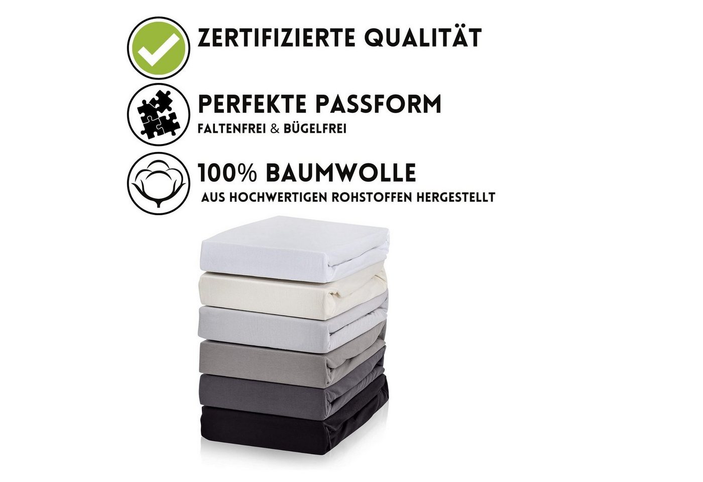 Hometex Premium Textiles Spannbettlaken Boxspringbett Spannbettlaken für hohe Matratzen, Jersey, Gummizug: rundum, Premium Qualität 160 g/m² feinster Baumwolle – Bild 3 von 5