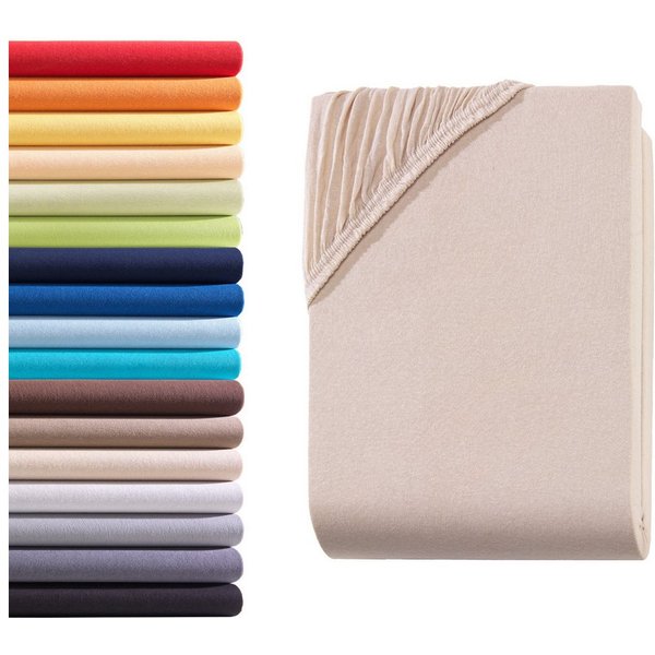 Hometex Premium Textiles Spannbettlaken Jersey Spannbettlaken 100% Baumwolle, Jersey, Gummizug: Rundumgummizug, Premium-Jersey Matratzenhöhe bis 23 cm