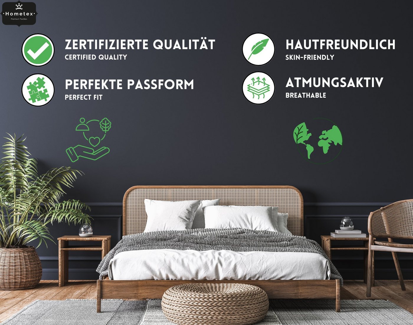 Hometex Premium Textiles Spannbettlaken Jersey Spannbettlaken 100% Baumwolle, Jersey, Gummizug: Rundumgummizug, Premium-Jersey Matratzenhöhe bis 23 cm – Bild 5 von 5