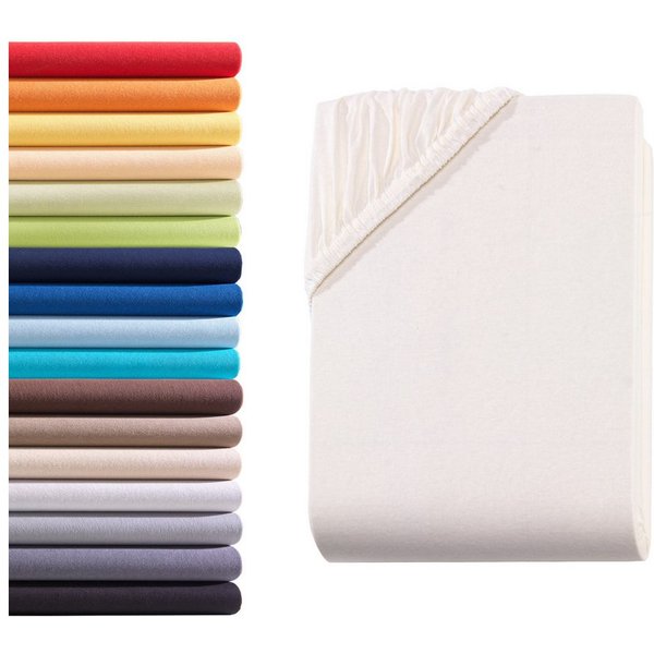 Hometex Premium Textiles Spannbettlaken Jersey Spannbettlaken 100% Baumwolle, Jersey, Gummizug: Rundumgummizug, Premium-Jersey Matratzenhöhe bis 23 cm