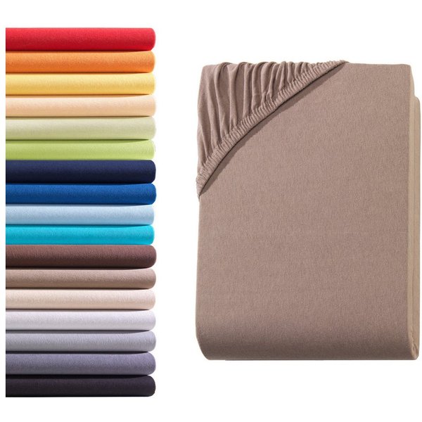 Hometex Premium Textiles Spannbettlaken Jersey Spannbettlaken 100% Baumwolle, Jersey, Gummizug: Rundumgummizug, Premium-Jersey Matratzenhöhe bis 23 cm
