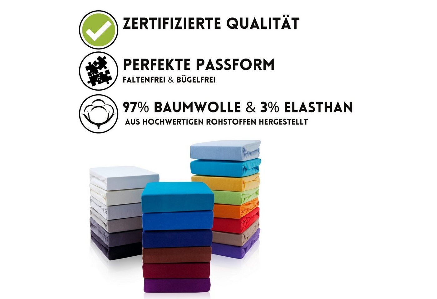 Hometex Premium Textiles Spannbettlaken Premium Boxspringbett Spannbetttuch ideal für Wasserbett und Matratzen, Jersey, Gummizug: Rundumgummizug, Spannbettlaken – Bild 3 von 5