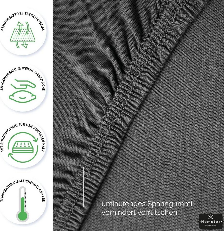Hometex Premium Textiles Spannbettlaken Premium Boxspringbett Spannbetttuch ideal für Wasserbett und Matratzen, Jersey, Gummizug: Rundumgummizug, Spannbettlaken – Bild 5 von 5