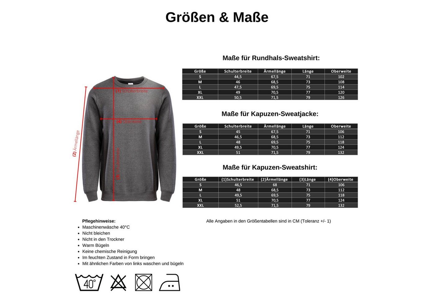 Hometex Premium Textiles Sweatshirt Rundhals Sweatshirt, Basic Pullover aus Baumwolle & Polyester, Ideal für Arbeit, Freizeit, Schule oder als Trainingskleidung – Bild 5 von 5