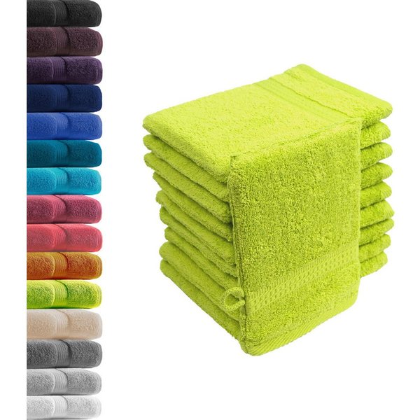 Hometex Premium Textiles Waschhandschuh in Premium Qualität 500 g/m², Feinster Frottier-Stoff 100% Baumwolle, (10er Set), weich, saugfähig, extra schwer & flaus
