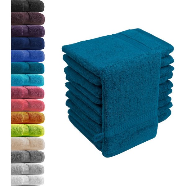 Hometex Premium Textiles Waschhandschuh in Premium Qualität 500 g/m², Feinster Frottier-Stoff 100% Baumwolle, (10er Set), weich, saugfähig, extra schwer & flaus
