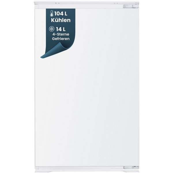 homeX Einbaukühlschrank CFB1181E, 89 cm hoch, 54 cm breit, 118 Liter, mit Gefrierfach, 88cm hoch, Schlepptürtechnik, leise 37 dB