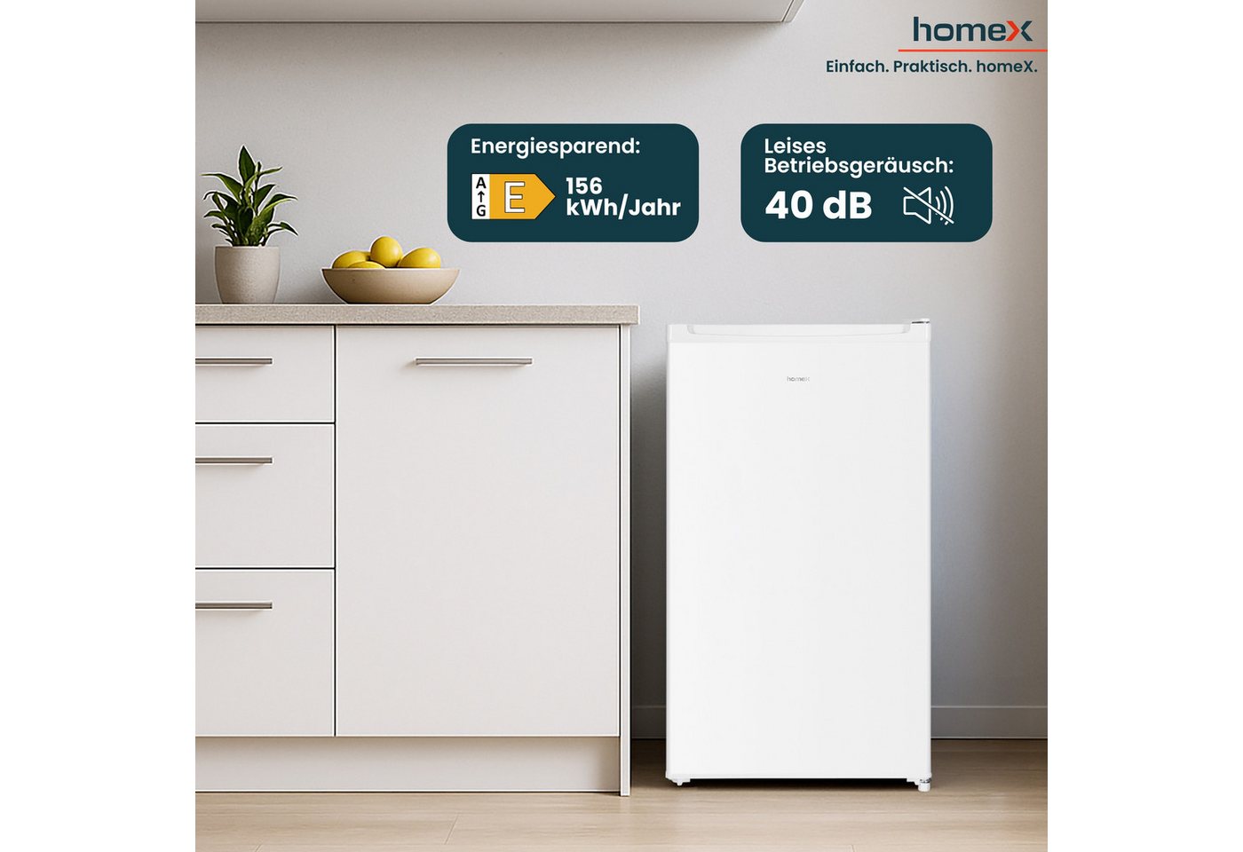 homeX Gefrierschrank FS1016-W, 85 cm hoch, 47.5 cm breit, 60 Liter, Tiefkühlschrank klein, Freezer, 4-Sterne Gefrieren, leise – Bild 5 von 5