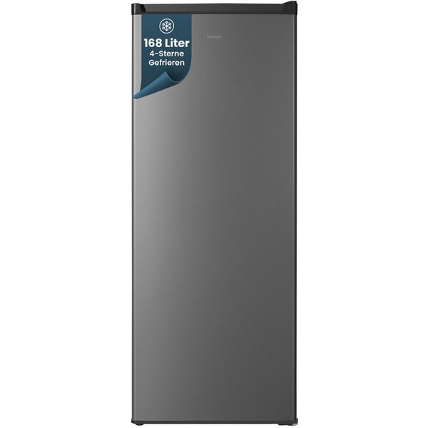 homeX Gefrierschrank FS1682E-S, 142.5 cm hoch, 54.5 cm breit, 168 Liter, Tiefkühlschrank groß, Freezer, 4-Sterne Gefrieren, leise