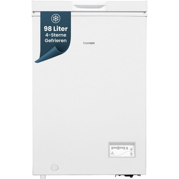 homeX Gefriertruhe FT0981-W, 54.5 cm breit, 98 l, Tiefkühltruhe klein, 98 Liter, Kühltruhe inkl. Ablagekorb, leise