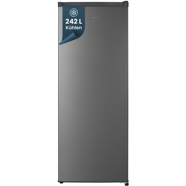 homeX Kühlschrank CS2422E-S, 143 cm hoch, 54.5 cm breit, 242 L, Vollraumkühlschrank ohne Gefrierfach groß, freistehend, 37 dB