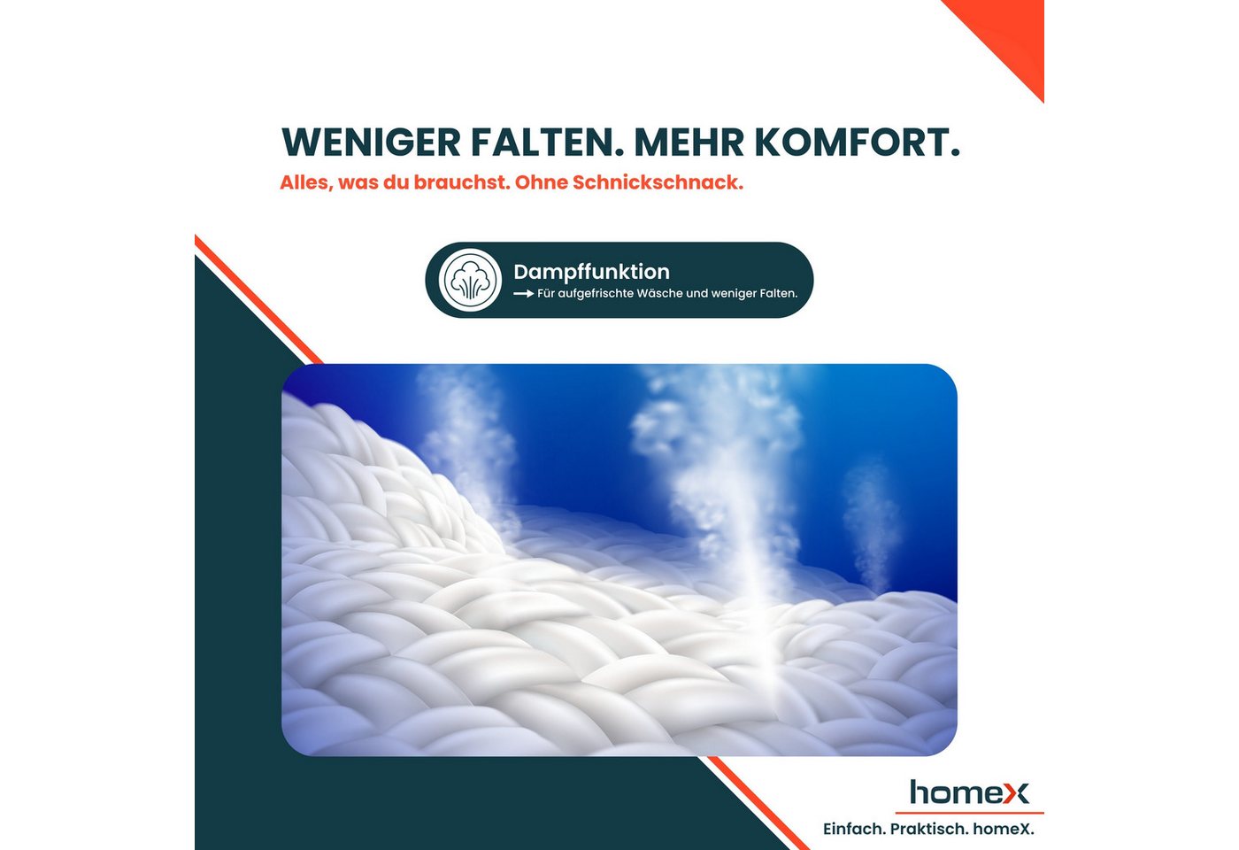 homeX Waschmaschine WF814H1A-W, 8 kg, 1400 U/min, Frontlader 8kg, Dampffunktion, AquaStop, Inverter Motor, EEK A -20% – Bild 4 von 5