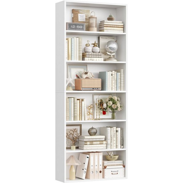 Homfa Bücherregal, 180cm Standregal Büroregal Raumteiler mit 6 Fächern Weiß