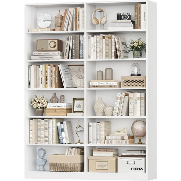 Homfa Bücherregal 188,7cm Standregal Büroregal Raumteiler, mit 12 Fächern, Holz, 120x30x188,7cm, Weiß
