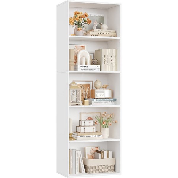 Homfa Bücherregal Regal mit 5 Fächern, 159cm Bücherschrank Standregal, verstellbare Ablagen