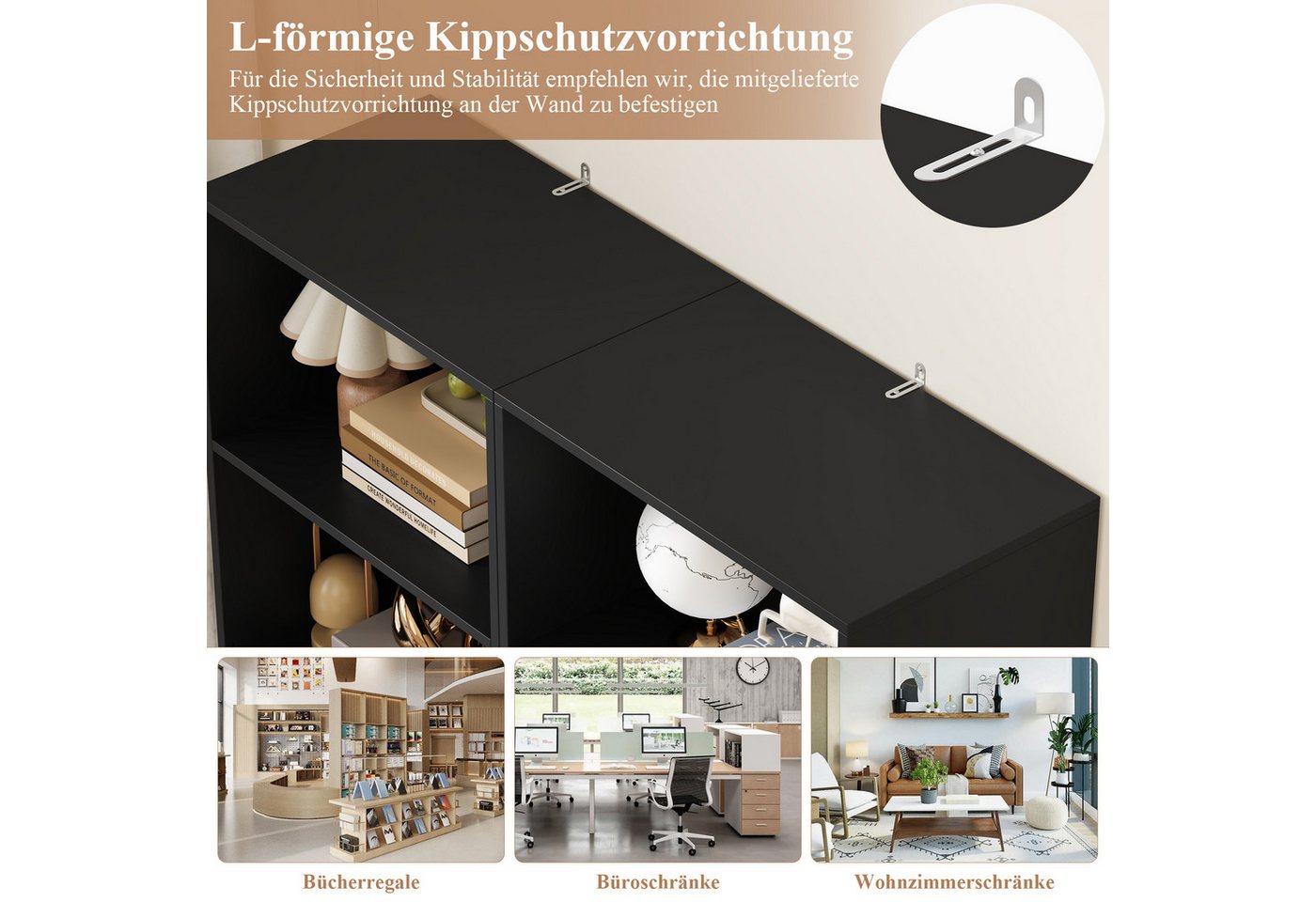 Homfa Bücherregal Regal mit 6 Fächern, 190,5cm Bücherschrank Standregal, verstellbare Ablagen – Bild 5 von 5