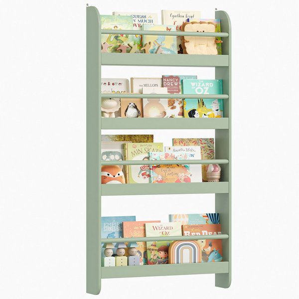 Homfa Kinderregal Kinderbücherregal Wandregal, Bücherregal mit 4 Ablagen aus Holz 112x58x12 cm