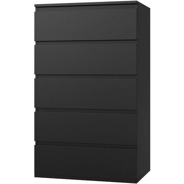 Homfa Kommode, Sideboard mit 5 Schubladen, Schubladenschrank schwarz, 60x40x100 cm