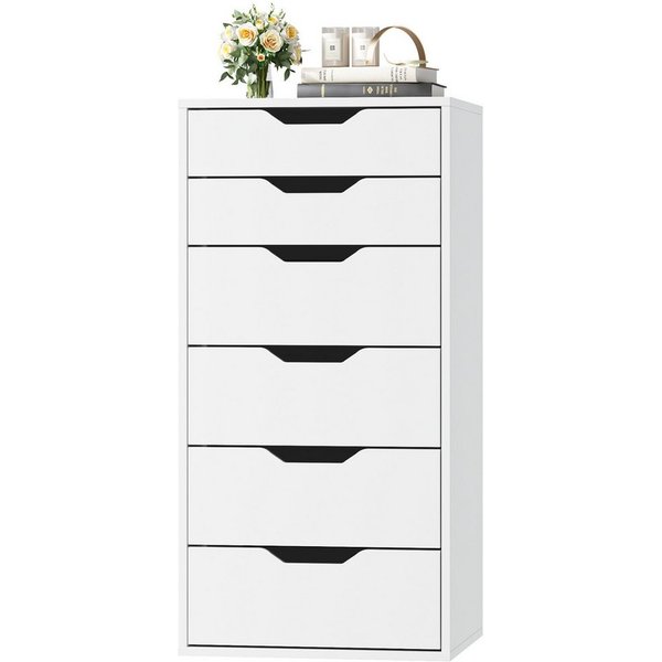 Homfa Kommode Schubladenschrank, Schubladenkommode, Aktenschrank, mit 6 Schubladen, 45x40x90,5 cm, Weiß