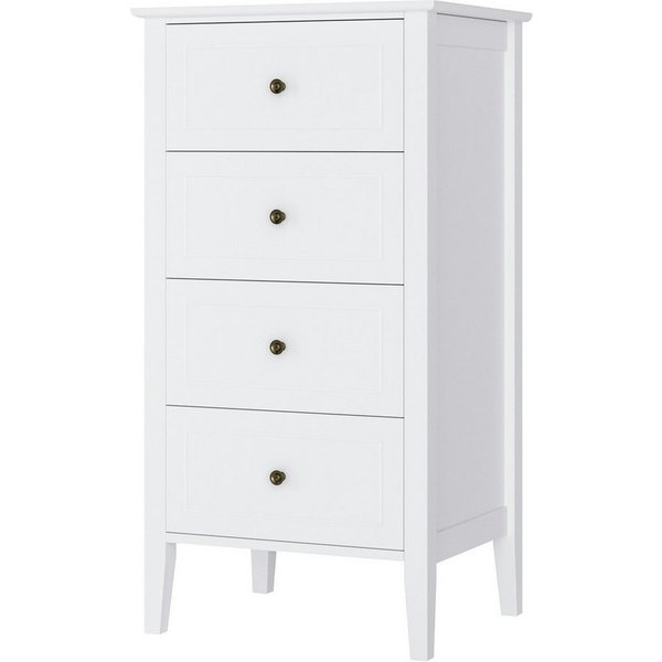Homfa Kommode Schubladenschrank mit 4 Schubladen, Sideboard schmal, weiß, 50x40x95cm