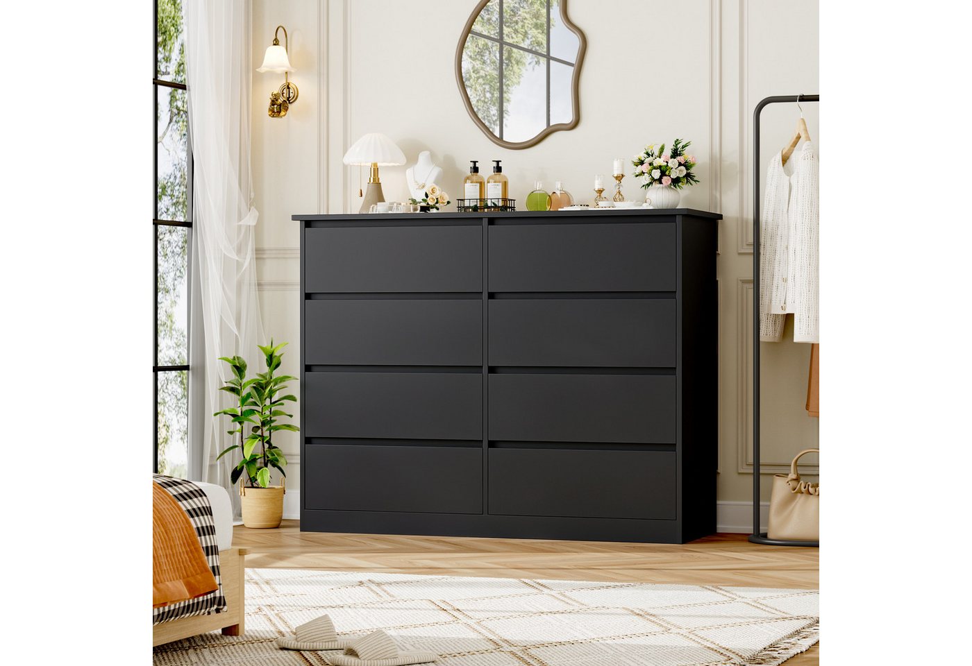 Homfa Kommode Sideboard Komodenschrank Schubladenkommode, mit 8 Schubladen, Breite 120cm Höhe 96cm – Bild 2 von 5