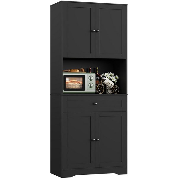 Homfa Küchenbuffet Küchenschrank Buffetschrank Vorratsschrank mit 4 Türen und Schublade, verstellbaren Einlegeböden, 75x40x180cm