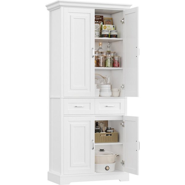 Homfa Küchenbuffet Küchenbuffet Küchenschrank mit 2 Schubladen Buffetschrank Vorratsschrank Mehrzweckschrank 180,5x80x39,5cm