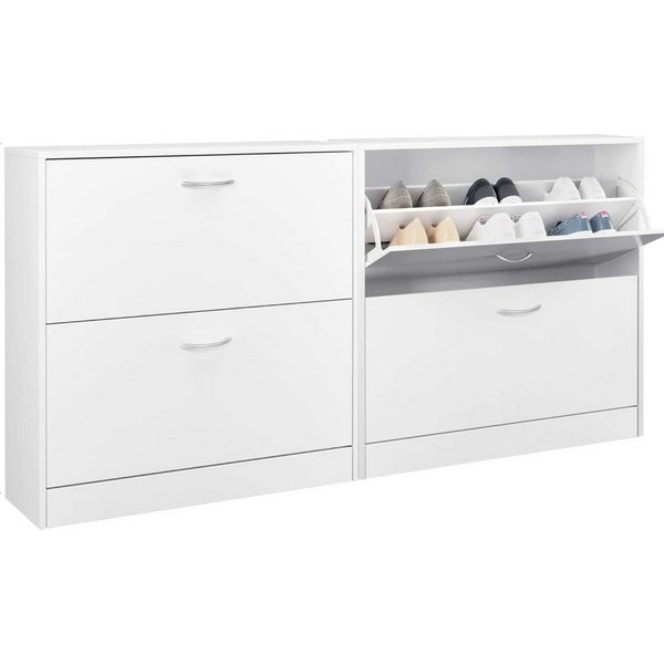 Homfa Schuhschrank mit 2/3 Klappen Schuhregal (2-St) Schuhkipper weiß 2 Türen/3Türen 80/100 x 80 x 23.5cm
