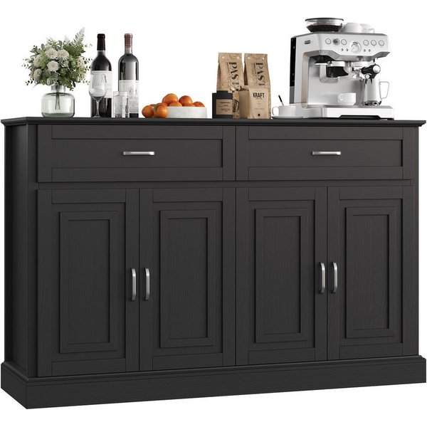 Homfa Sideboard Breite 140cm Küchenschrank Buffetschrank, mit Arbeitsplatte, verstellbaren Regalen, 140x39,5x92,5cm