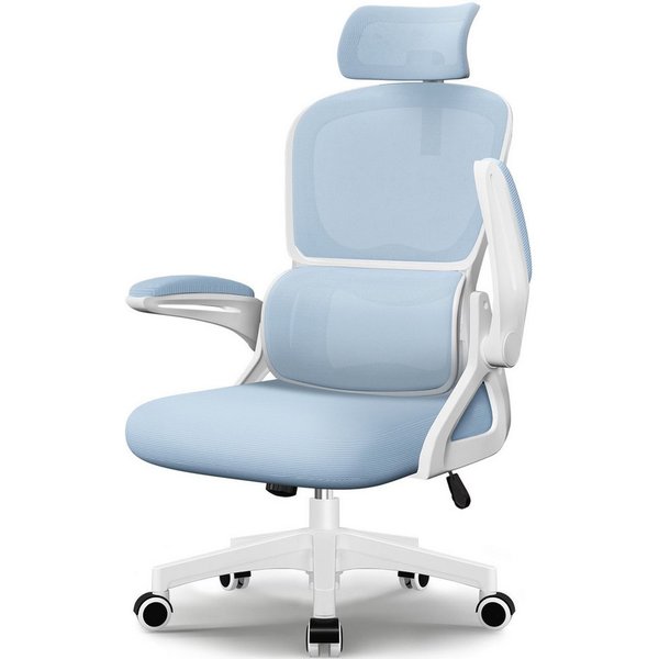 Homimaster Bürostuhl Bürostuhl, Schreibtischstuhl Ergonomisch mit Klappbaren Armlehnen (Bürostuhl mit Verstellbarer Kopfstütze, 90° Klappbare Armlehnen und Lend