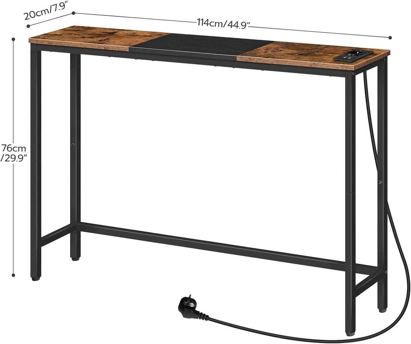 Hoobro Konsolentisch Eingangstisch mit Ladestation Steckdose und USB-Anschlüssen – Bild 3 von 5