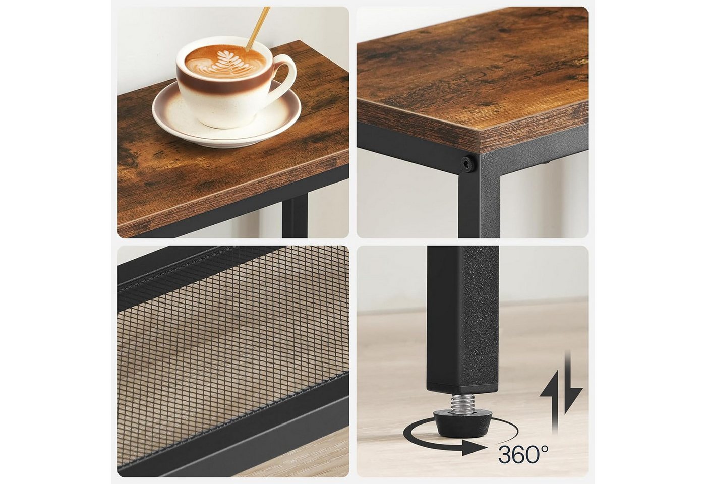 Hoobro Konsolentisch Schmaler Konsolentisch, 75 cm Beistelltisch, Flurtisch, schmale Bauweise, treppenförmige Ablagen, platzsparendes Design – Bild 5 von 5
