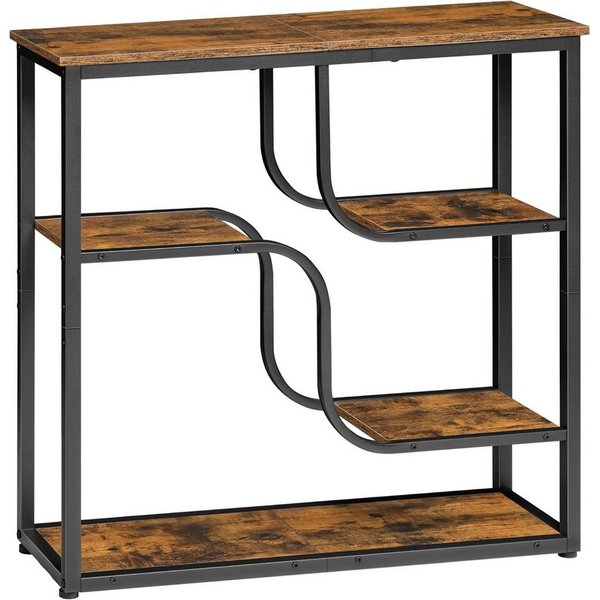 Hoobro Konsolentisch Schmaler Konsolentisch mit 5 Ebenen, Flurtisch, Sofatisch Metallrahmen (1-teilig), Schmale Bauweise, 5 gestaffelte Ebenen, platzsparendes D
