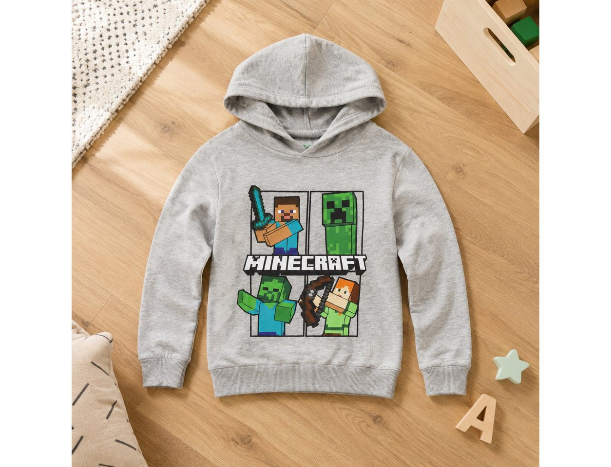 Minecraft Hoodie Minecraft Creeper Jungen Kinder Kapuzenpulli Pulli Hoodie Gr. 116 bis 152 – Bild 4 von 5