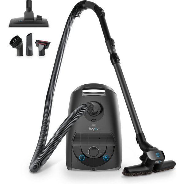 hoogo Bodenstaubsauger B3+ anthrazit flipflop mit High-End Leichtlaufdüse und flipflop-Düse, 850,00 W, mit Beutel, HEPA-14-Filter, ideal für Allergiker, saugt M