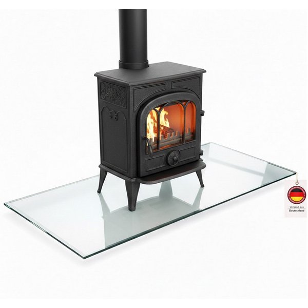 HOOZ Bodenschutzplatte aus 6mm ESG 115x65cm, rechteckige Funkenschutz Fasettenschliff Klar, Kamin Glas, 1-St., belastbare Glasauflage, Glasplatte, Schutzglas, B