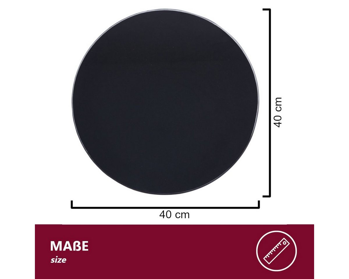 HOOZ Servierplatte Glasablage Ø 40 cm Sicherheitsglas 6mm – Tisch & Deko Rund Schwarz, ESG Glas, (Dekoplatte Glas, 1-tlg., pflegeleichte Glasplatte), Präsentati – Bild 2 von 5