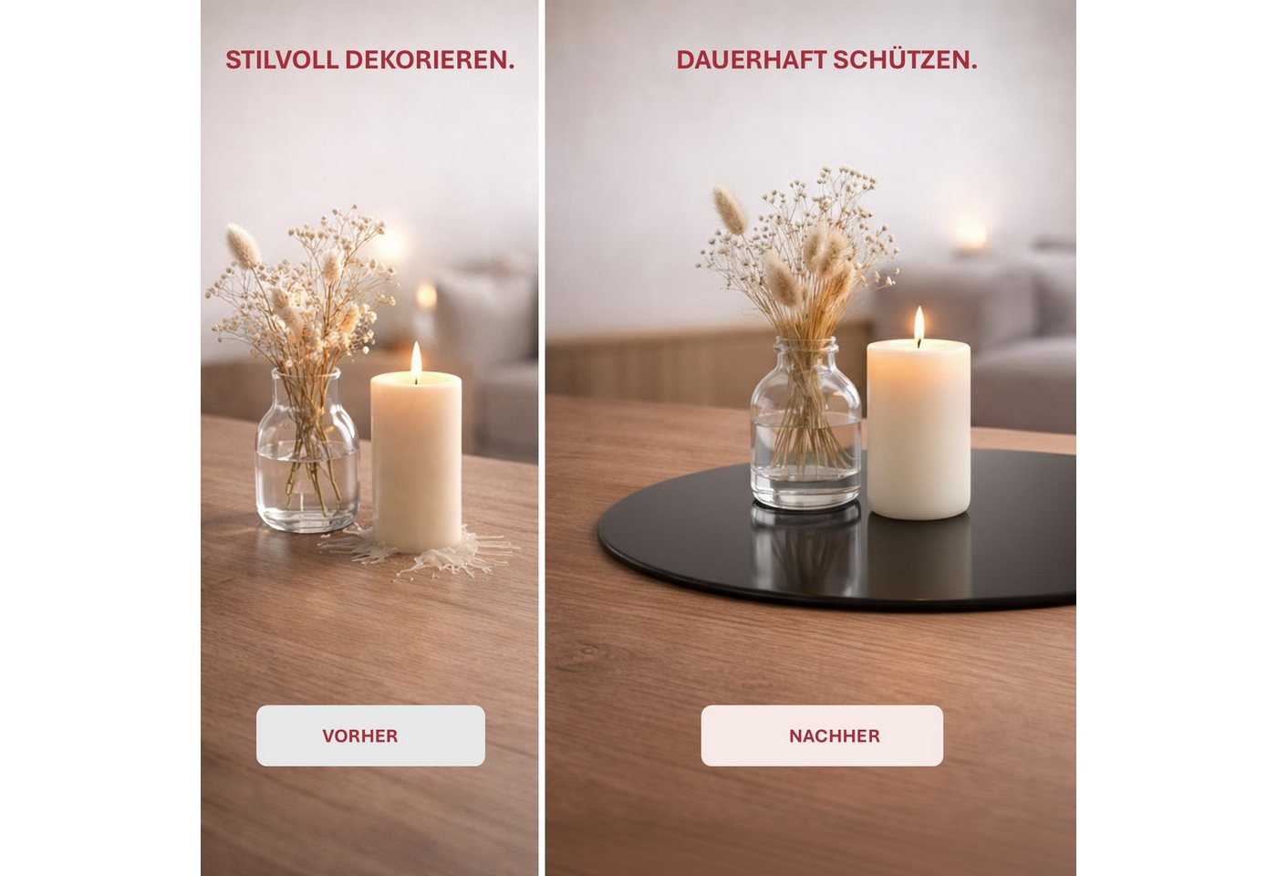 HOOZ Servierplatte Glasablage Ø 40 cm Sicherheitsglas 6mm – Tisch & Deko Rund Schwarz, ESG Glas, (Dekoplatte Glas, 1-tlg., pflegeleichte Glasplatte), Präsentati – Bild 5 von 5