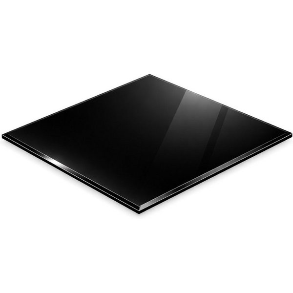 HOOZ Tischplatte aus Glas 60 x 60 x 0,6 cm oder als Funkenschutzplatte für den Kamin (schwarzes Glas, 1 St., ESG-Sicherheitsglas), mit hochwertigem Facettenschl