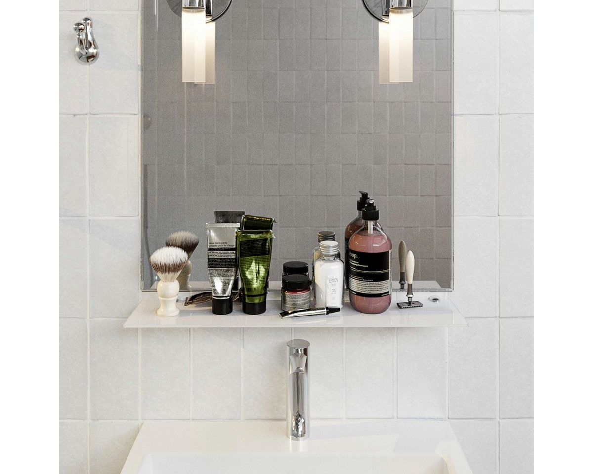 HOOZ Wandregal Glasregal, Wandablage ESG 18cm tief, rechteckig, inkl. Halter 30-100cm, Regal Glas, Platzsparende Wandboard für Dusche, Bad, Küche oder Wohnraum – Bild 3 von 5