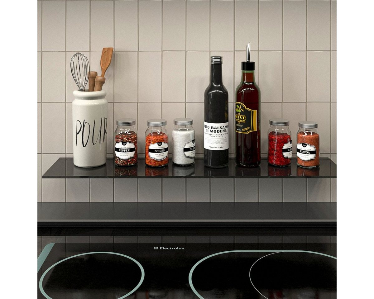HOOZ Wandregal Glasregal, Wandablage ESG 30x13 cm, rechteckig, mit Halterung Schwarz, Regal Glas 1-tlg., Platzsparende Wandboard für Dusche, Bad, Küche oder Woh – Bild 5 von 5