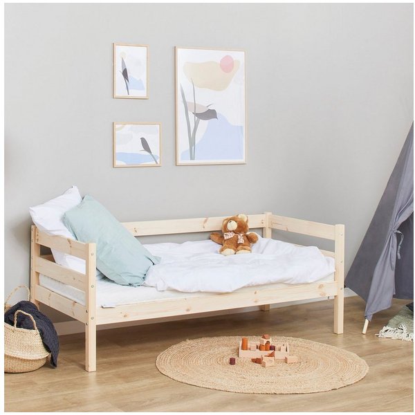 Hoppekids Einzelbett ECO Comfort Kinderbett, Kiefer Massivholz, Jugendbett inkl. Rollrost, 70x160 cm, wahlweise in verschieden Farben/ Matratze/ Absturzsicherun