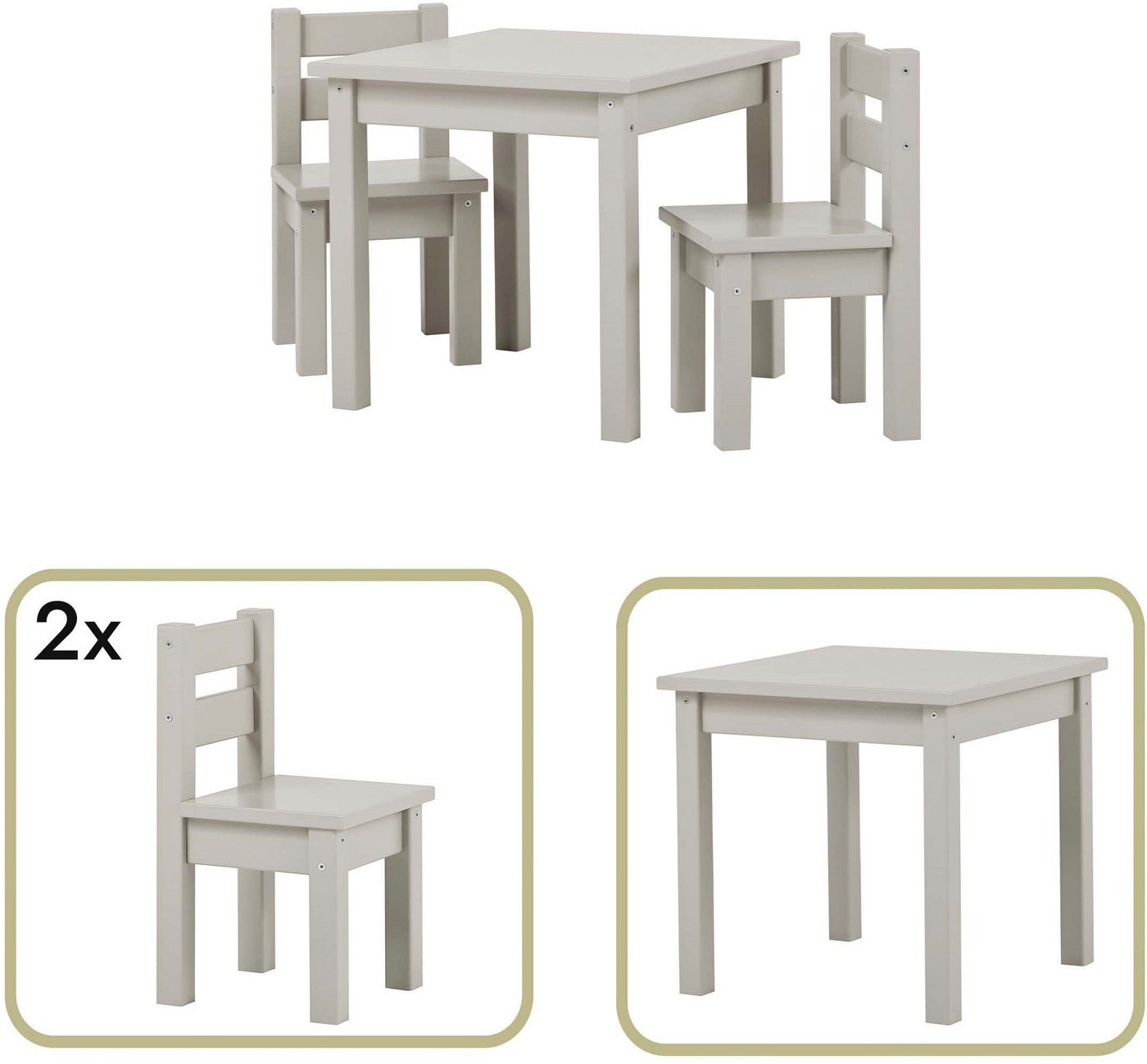 Hoppekids Kindersitzgruppe MADS Kindersitzgruppe, (Set, 3-tlg., 1 Tisch, 2 Stühle), in vielen Farben, mit zwei Stühlen – Bild 3 von 5