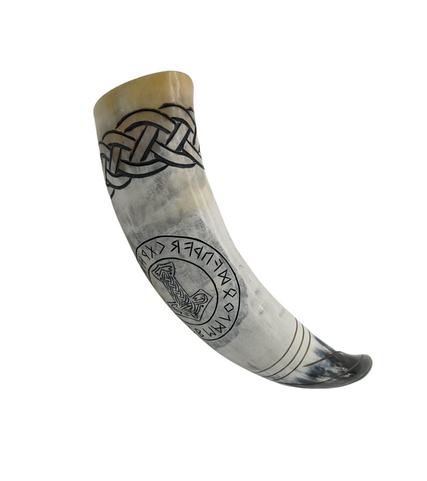 hornerey Bierkrug Thor's Horn, Graviertes Trinkhorn 0,5 l im Set – Bild 4 von 5