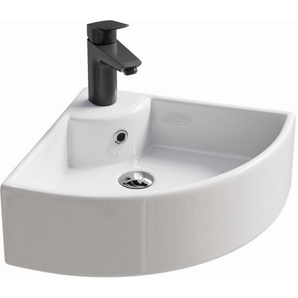 HOROW Waschbecken Waschbecken Waschtisch Badezimmer, Eckwaschbecken Keramik (Waschbecken Klein Gäste WC, Aufsatzwaschbecken Bad 46 x 32 x 12.5 cm)