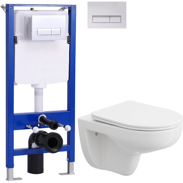 HOROW WC-Komplettset Vorwandelement WC WC-Komplettset Spülkasten hänge WC Set, wandhangend, (Toilette mit Spülkasten Spülrandloses WC Wand WC Spülrandlos)