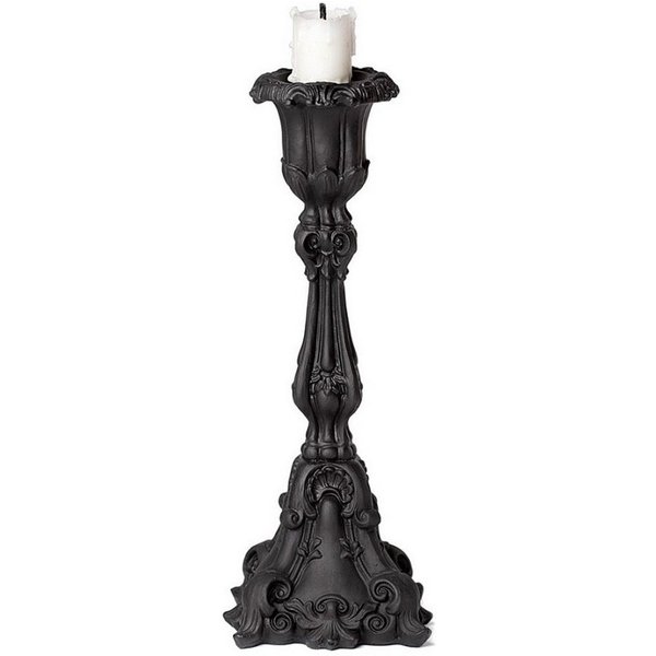 Horror-Shop Dekofigur Eleganter, Schwarzer Gothic Barock Kerzenständer 2