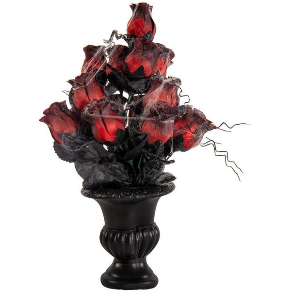 Horror-Shop Dekoobjekt Gothic Blumenvase mit verblühten Rosen & Spinnenne