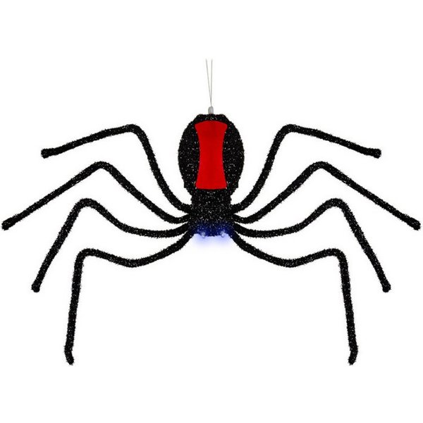Horror-Shop Dekoobjekt Sich abseilende Spinne mit Leuchtaugen Halloween A