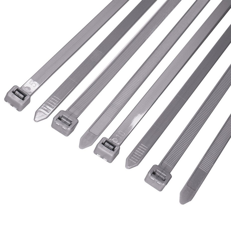 HORZEFIX Kabelbinder set grau lang uv beständig Universalbinder 2,5, 3,6, 4,8, 7,6 breit (Packung, 500-St., VPE= 5 x 100 Kabelbinder im Polybeutel) Temperaturbe – Bild 2 von 5